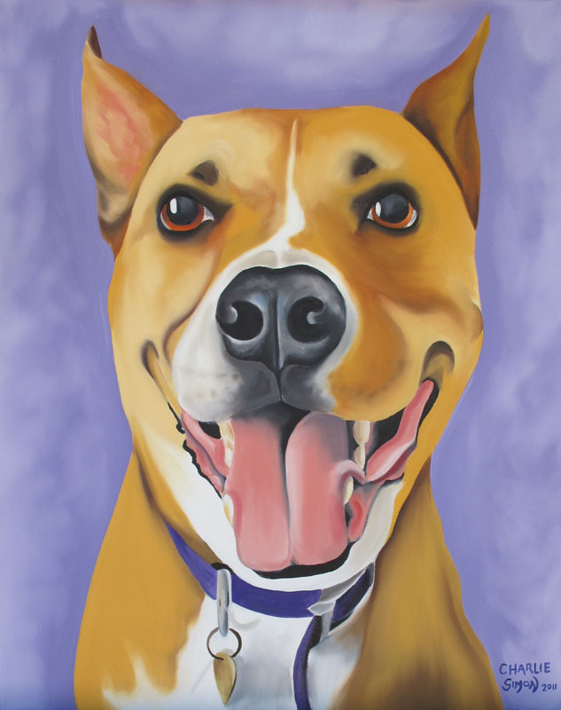 Pet portrait painting of Charlie