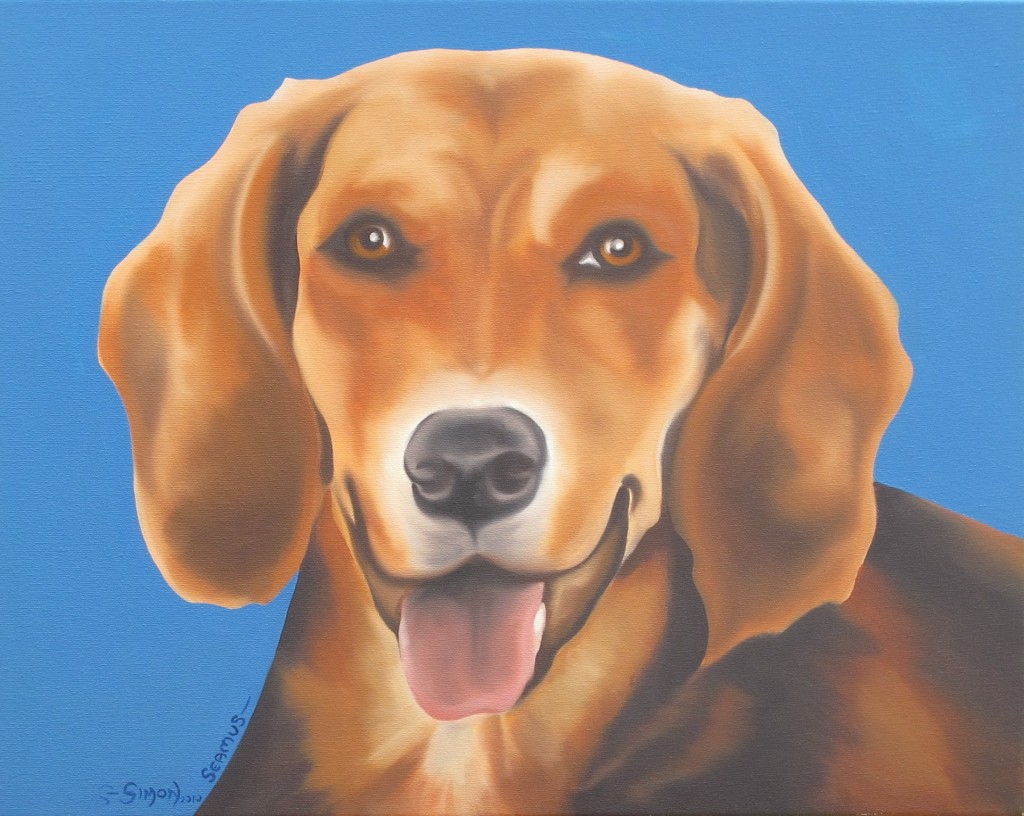 Pet portrait painting of Seamus