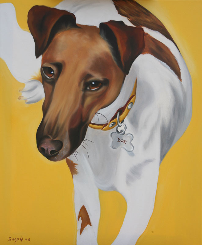 Pet portrait painting of Zoe